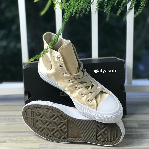 Converse Ctas HI Parchment Satin Gold W AUTHENTIC - Picture 4 of 8